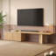 Meuble télé Mid-Century moderne extensible avec portes cannelées pour meuble télé de 65/70/75/80 po