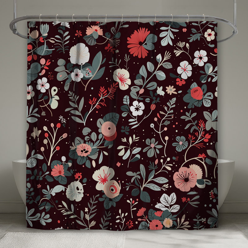 Rideau de douche floral - Bohème, 70 po L x 93 po H