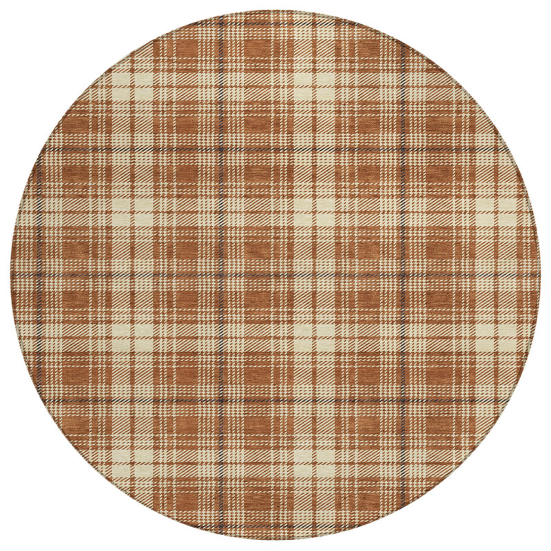 Tapis intérieur lavable rond 8 po brun et noir