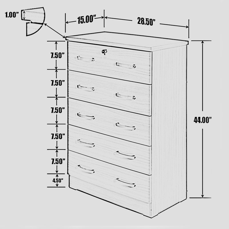 Commode 5 tiroirs Snedeker, Brun