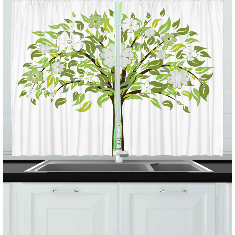 Floral Pointed Kitchen Curtain