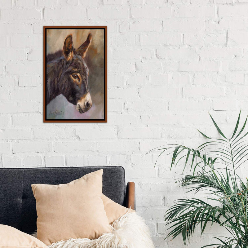 «Donkey» par David Stribble - reproduction d'art, H 26 po x l 18 po x 1,5 po, Toile avec cadre en bois classique