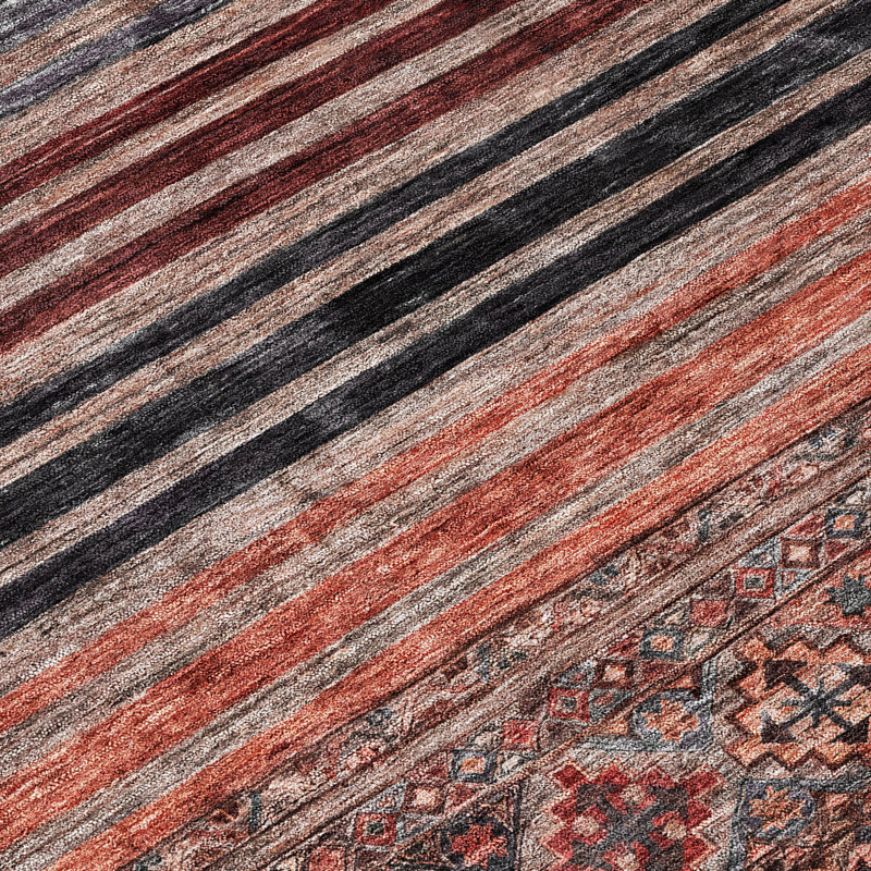 Julissara Orange Washable Indoor-Outdoor Rug - , 5' x 7'6"