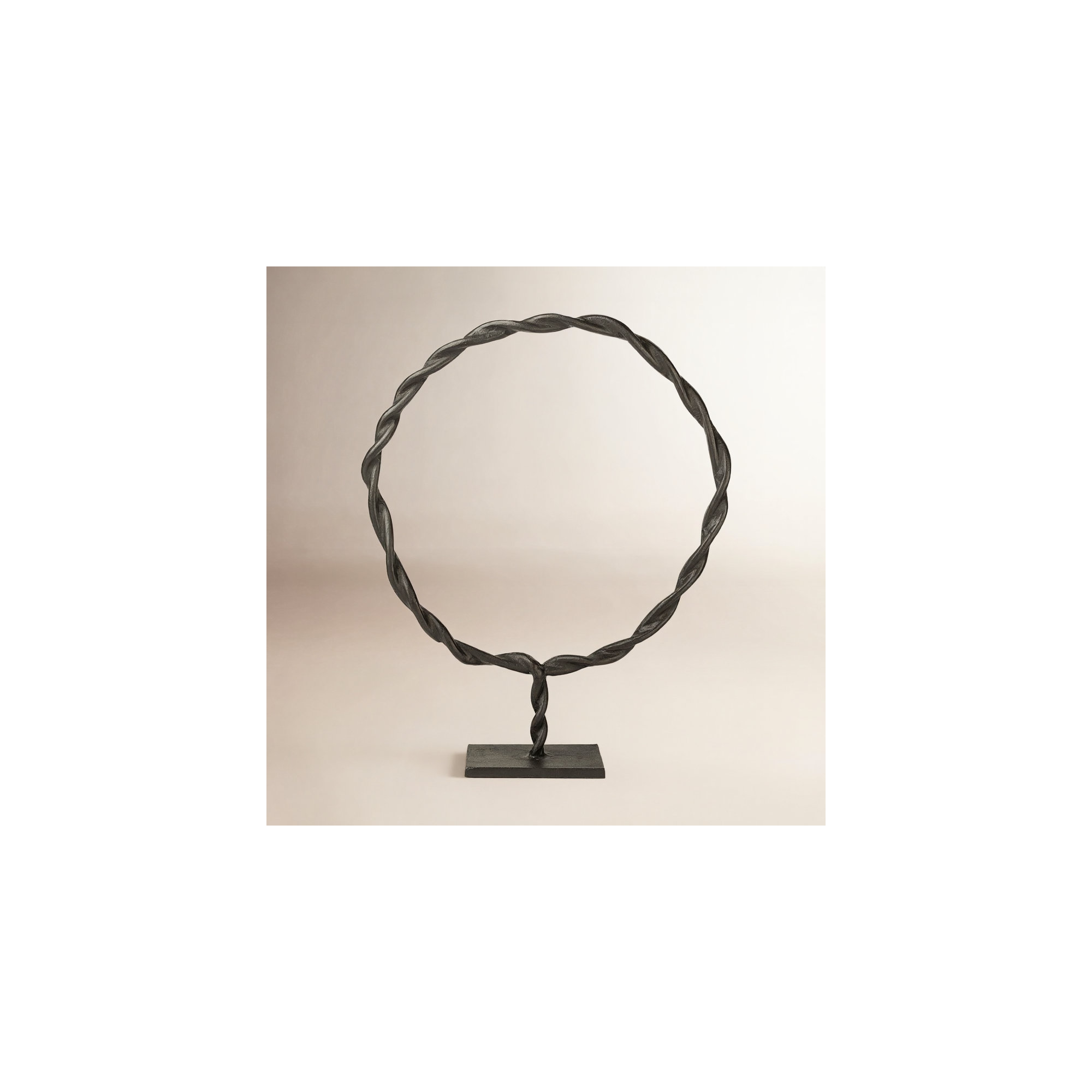 Moscow (large) Black Aluminum Braided Circular Object, 22.8" H x 18.5" W x 4.3" D