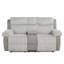 Canapé inclinable manuel Jeya deux places avec console, port USB et éclairage DEL, tissu gris