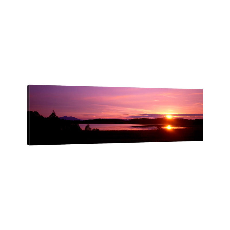 Germany, Forggen Lake, Sunset - Wrapped Canvas Panoramic Print, 30.48 cm H x 91.44 cm W x 1.91 cm D