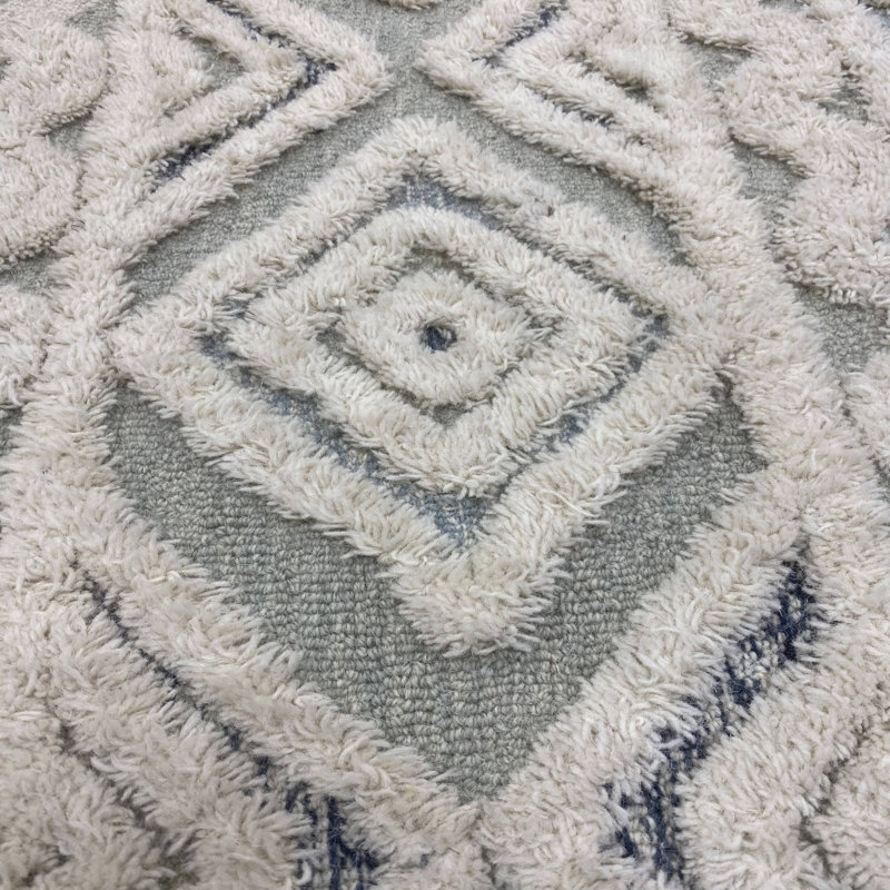 Hand Tufted Wool Geometric Indoor Rug, Round 4'