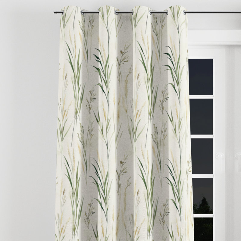 Rideaux à motif floral - Rideau à œillets Azaruddin - 1 panneau, L 52 po x L 95 po, Œillets argentés