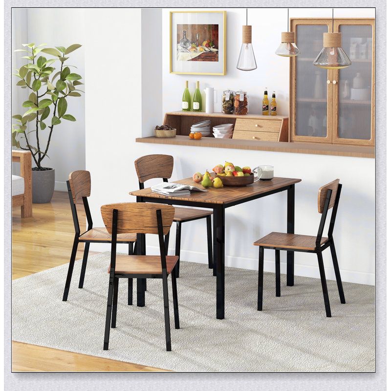 Ensemble de table de salle à manger 5 pièces pour 4 personnes, table de cuisine rectangulaire et chaises