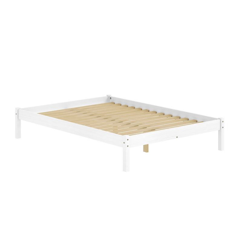 Solid Wood Modern Platform Bed Frame, White, Full / Double