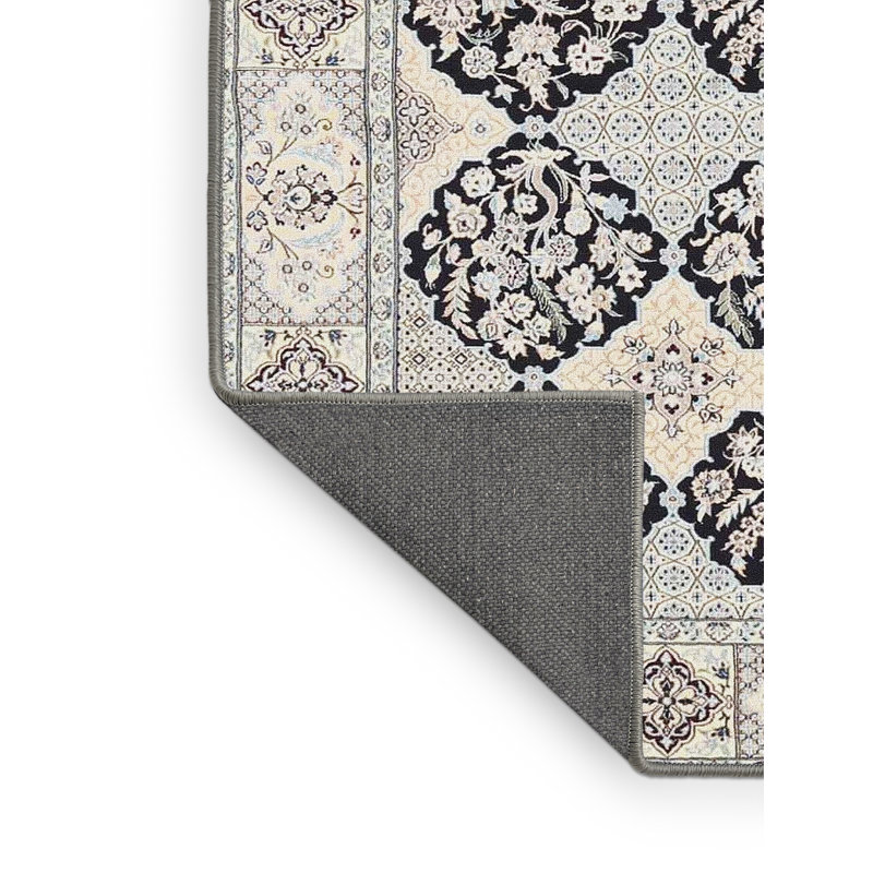 Tapis bleu / beige en laine / polyester tissé à la machine Goole Southwestern, Rectangle 5 pi x 7 pi