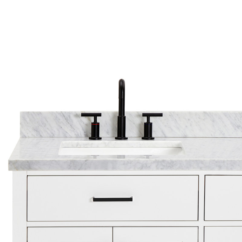 ARIEL HEPBURN 73 IN DOUBLE RECTANGLE SINK VANITY 1,5 IN, White, 73", Rectangular