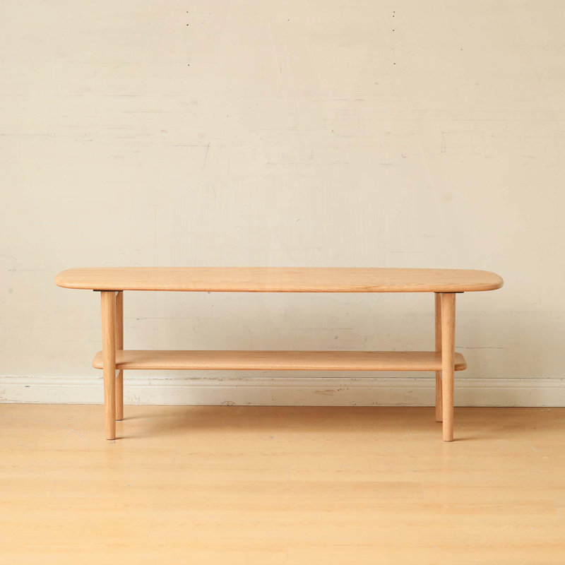 Solid Oak Coffee Table with Open Storage Shelf – Natural Wood