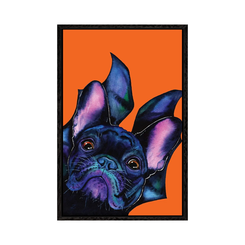 Very Bat Dog by Zaira Dzhaubaeva - Painting on Canvas, Black Framed, 152.5 cm H x 101.5 cm W