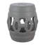 Lucky Coins - Tabouret de jardin 16 po avec cercles en céramique gris mat contemporain à découpes entrelacées, table d'appoint d'intérieur et d'extérieur, siège et support pour plante-2081205140