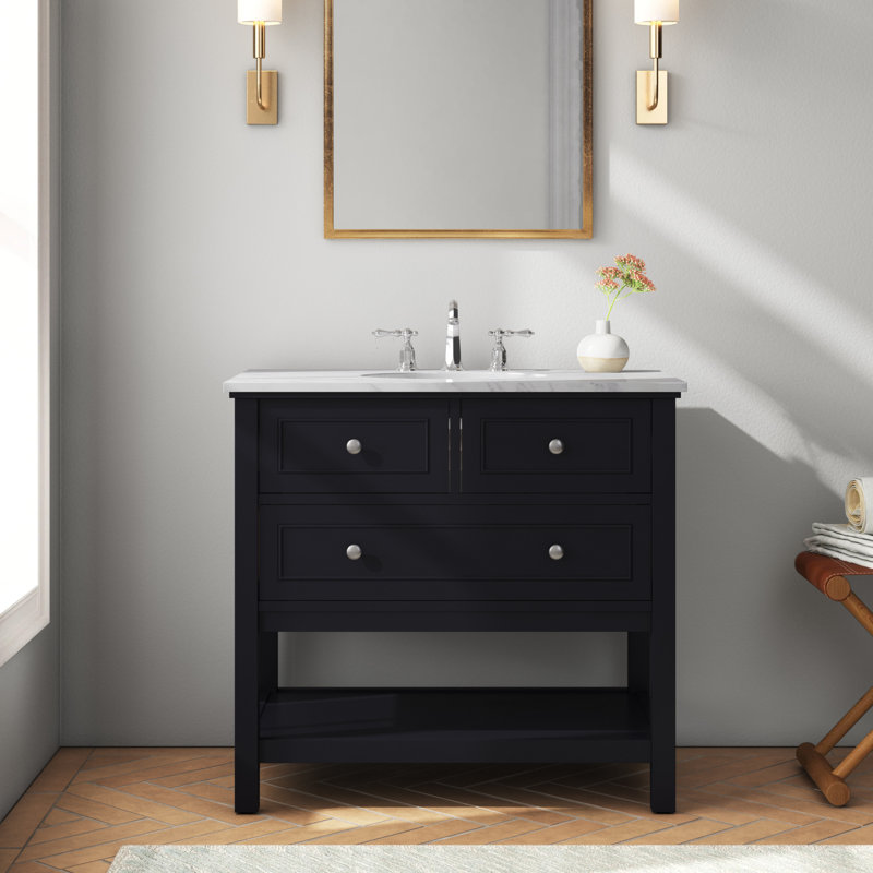 Voss 36" Single Bathroom Vanity Set, Black
