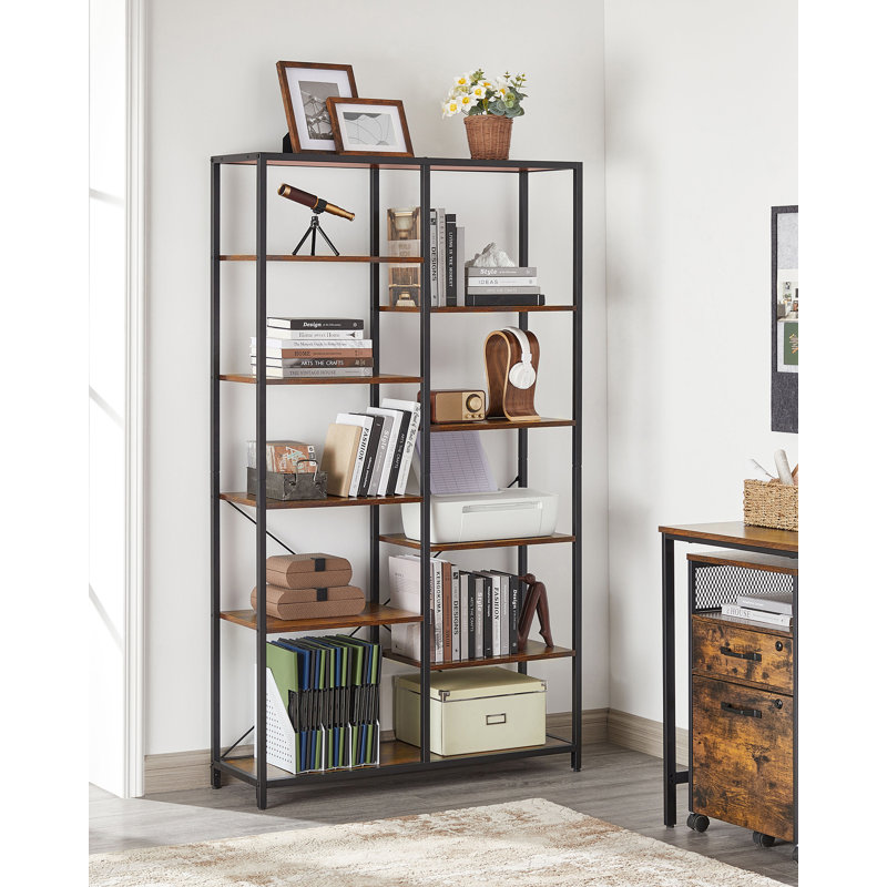 Wauchula 170cm H x 100cm W Library Bookcase, Rustic Brown