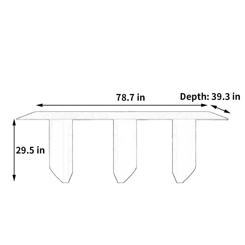 Table de salle à manger pour petit appartement, H 29,5 po x L 78,7 po x l 39,3 po