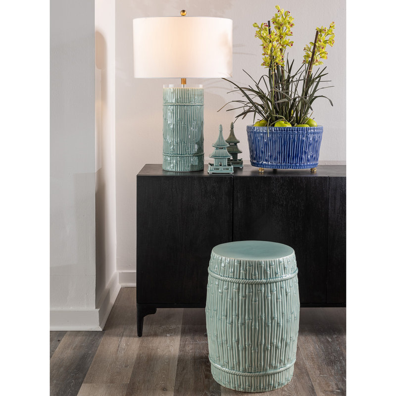 Bamboo Garden Stool, Celadon