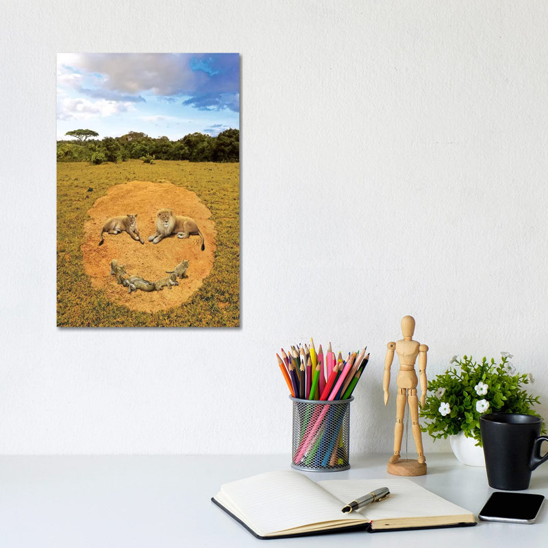 A Lion's Happiness by Vincent Hie - Wrapped Canvas Print, 20.32 cm H x 30.48 cm W
