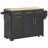 59.3" Kitchen Island with Storage 2 Pull Out Cabinet Organizers & Rubber Wood Drop Leaf, Rolling Kitchen Island with Trash Can Storage, Power Outlet, Spice & Towel Rack for Kitchen, Dining, Black-1242764968