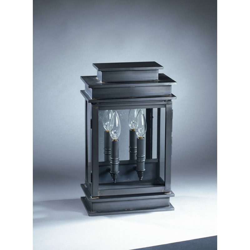 Empire Wall Light, 15.5" H x 9.25" W x 5.75" D, Dark Brass, Clear
