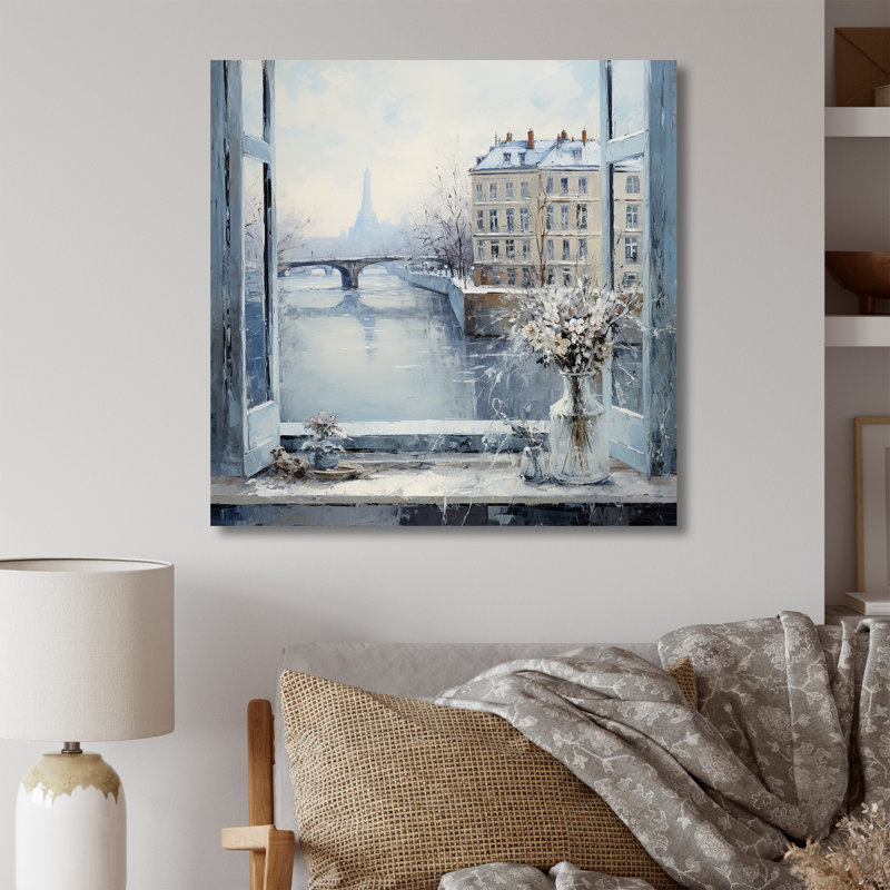 Hiver Paris, Tour Eiffel, ville charmante VI - Art mural de Paris, Toile tendue, H 36 po x l 36 po x P 1,5 po