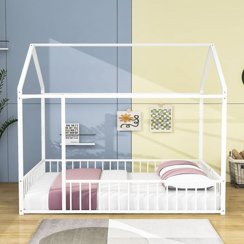 Full Metal House Bed, White
