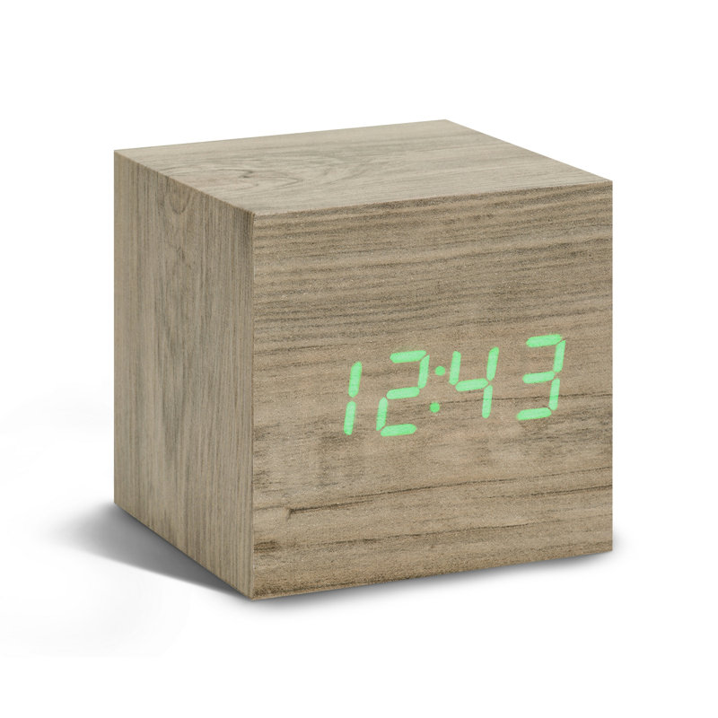 Digital Manufactured Wood Electric Alarm Tabletop Clock, Ash/Green