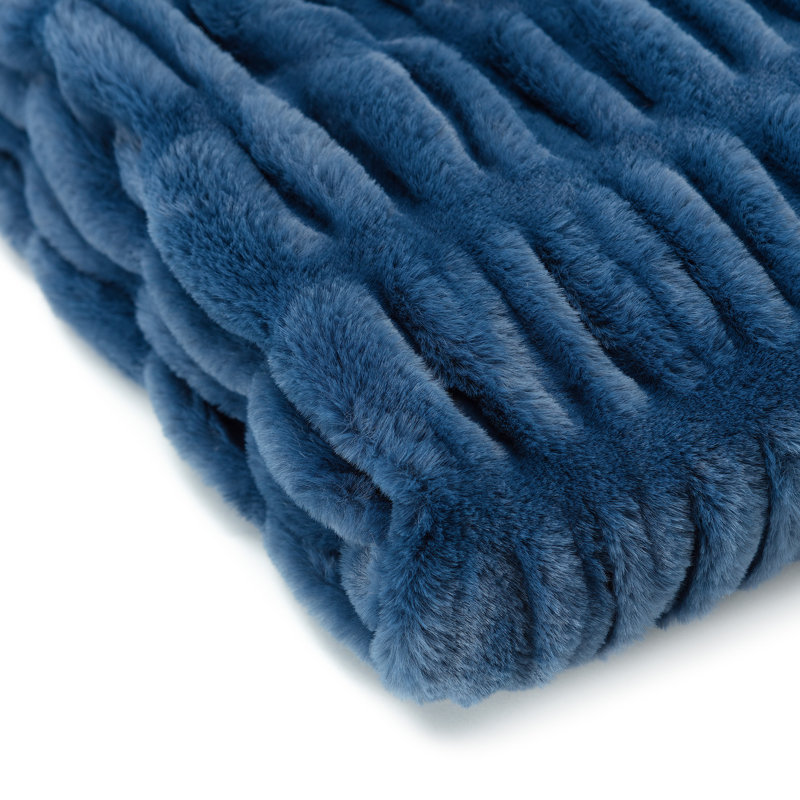 Jeté de lit en fausse fourrure, Bleu, Jeté