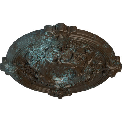 Médaillon de plafond Endurathane Hamilton, DE 17 3/8 po x P 1 3/4 po (convient aux auvents jusqu'à 3 3/4 po), finition bronze patiné peint à la main