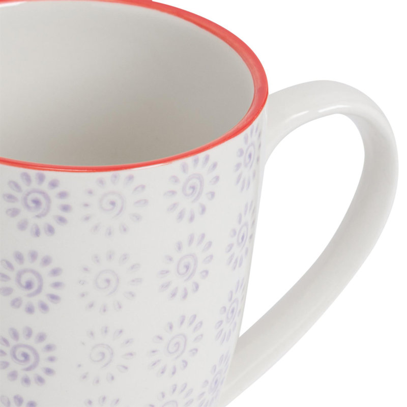 Porcelain Coffee Mug, 6, Purple/Red