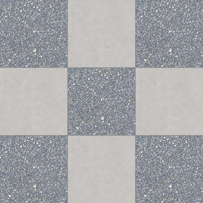 Lithos 12X12 damier Azul et ciment