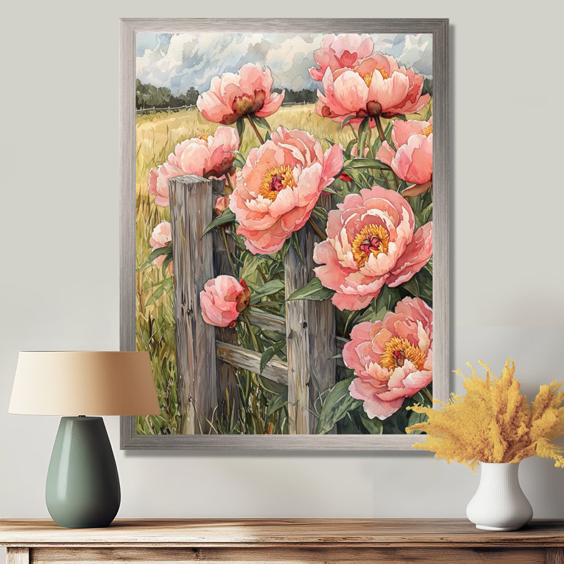 Cummingham - Décoration murale florale, H 32 po x l 24 po, Picture Framed, Argent argent