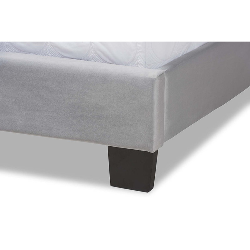 Clare Full Size Gray Velvet Upholstered Sleigh Bed with Tufted Headboard
