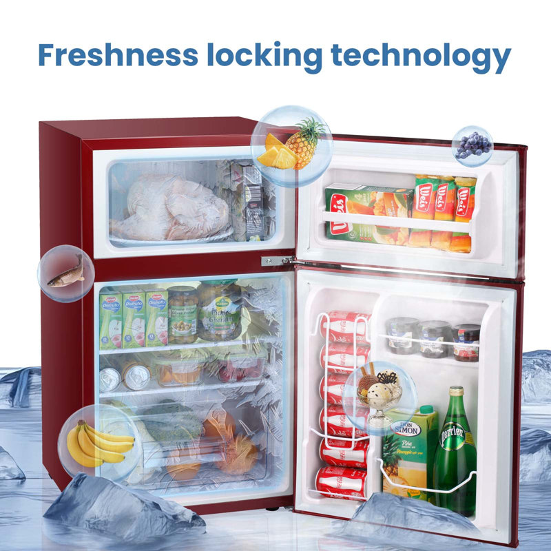 R.W.FLAME 3.1 cu.ft. Convertible Mini Fridge with Freezer, Red