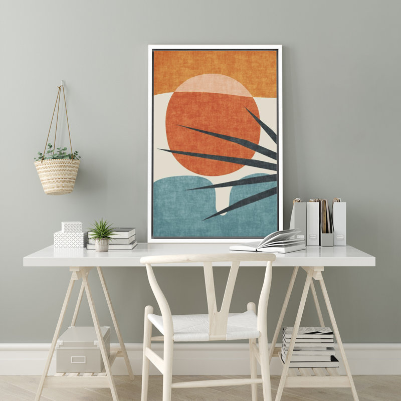 «Mid Century Shape Block», reproduction encadrée sur toile Floter, H 36 po x l 24 po, Blanc