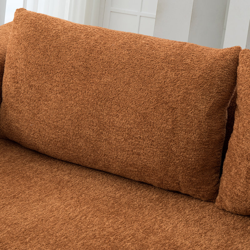 Boneless 71"W Chenille 2-In-1 Pull Out Sofa Bed,Convertible Loveseat With Pillow, Orange