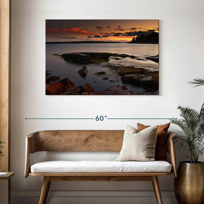 Kerrick, Maine, ciel coucher de soleil orange, H 30 po x l 45 po