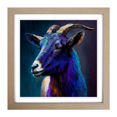 Goat Palette Knife Painting No.1 - Single Picture Frame Print on Wood