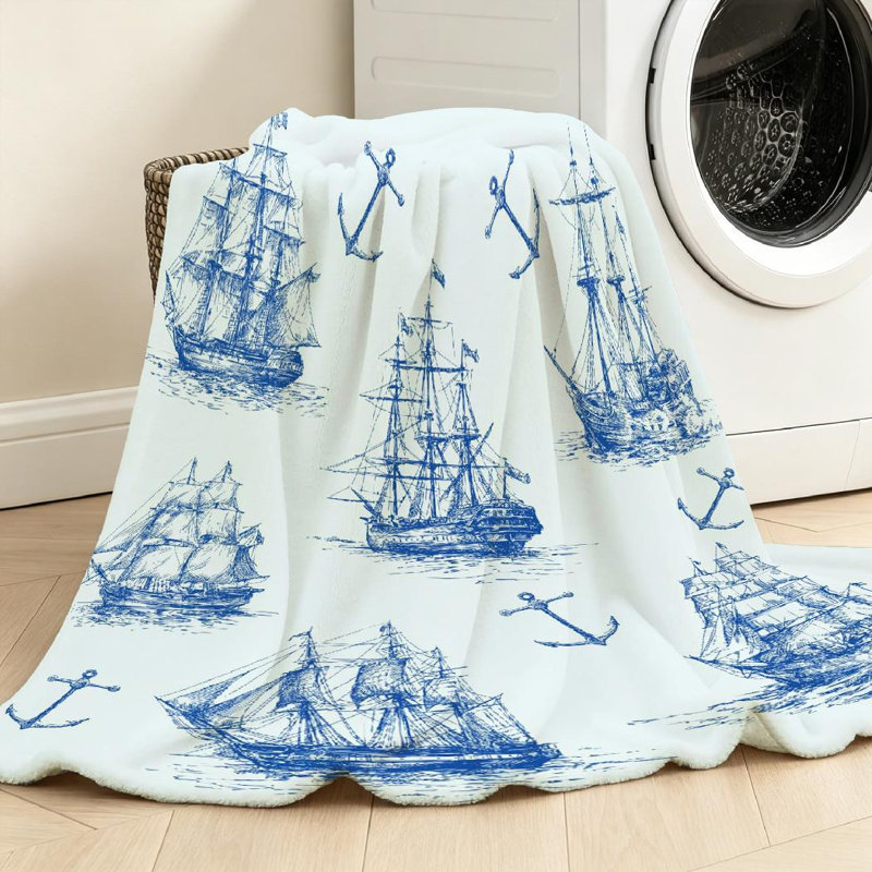 Jeté en flanelle bleu marine marine, Throw 30" x 40"