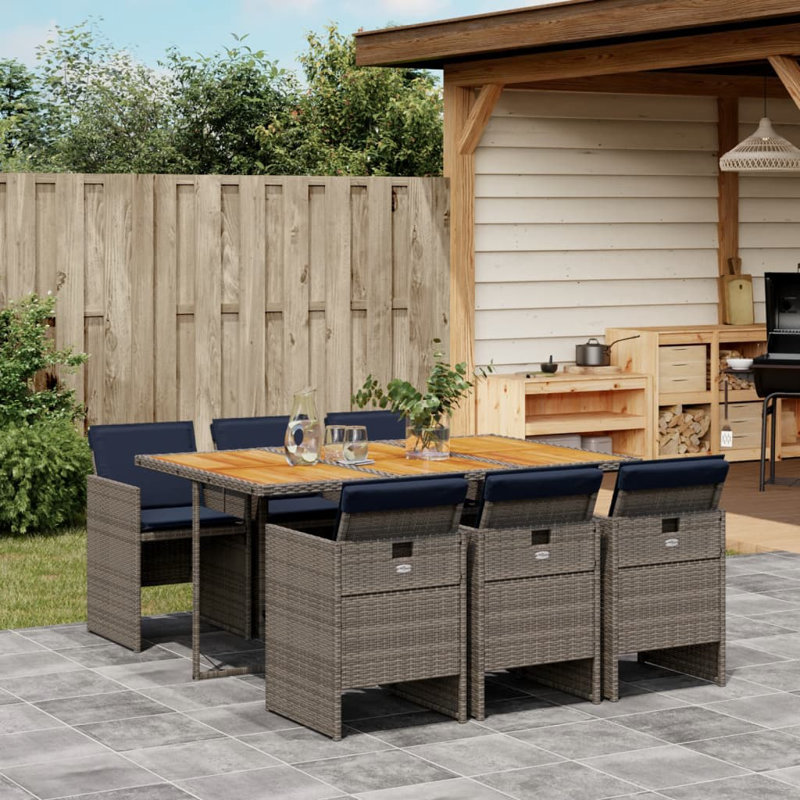  Ensemble de 6 chaises de patio grises et brunes