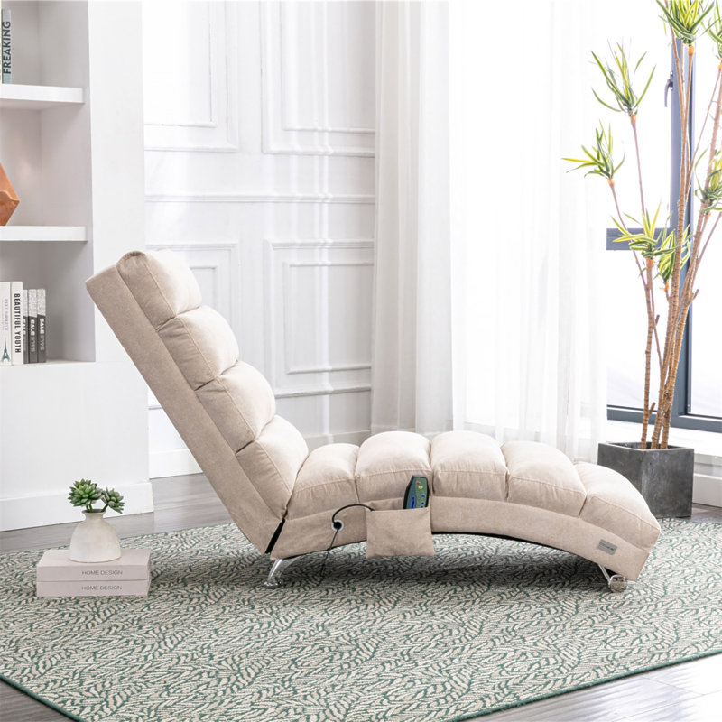 Linen Massage Chaise Lounge Indoor With Remote Control,Ergonomic Electric Massage Long Lounger With 5 Modes For Office, Living Room,Bedroom