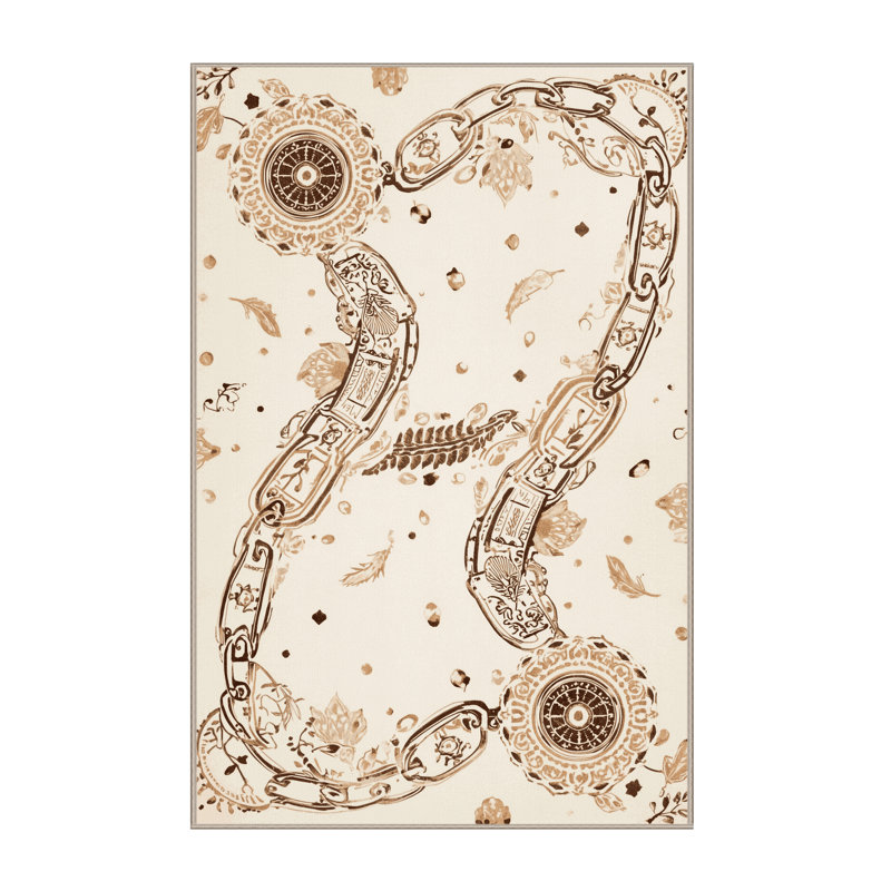 Tapis beige moelleux moelleux à motif de blocs bohémiens - reliure beige, 2 pi x 3 pi