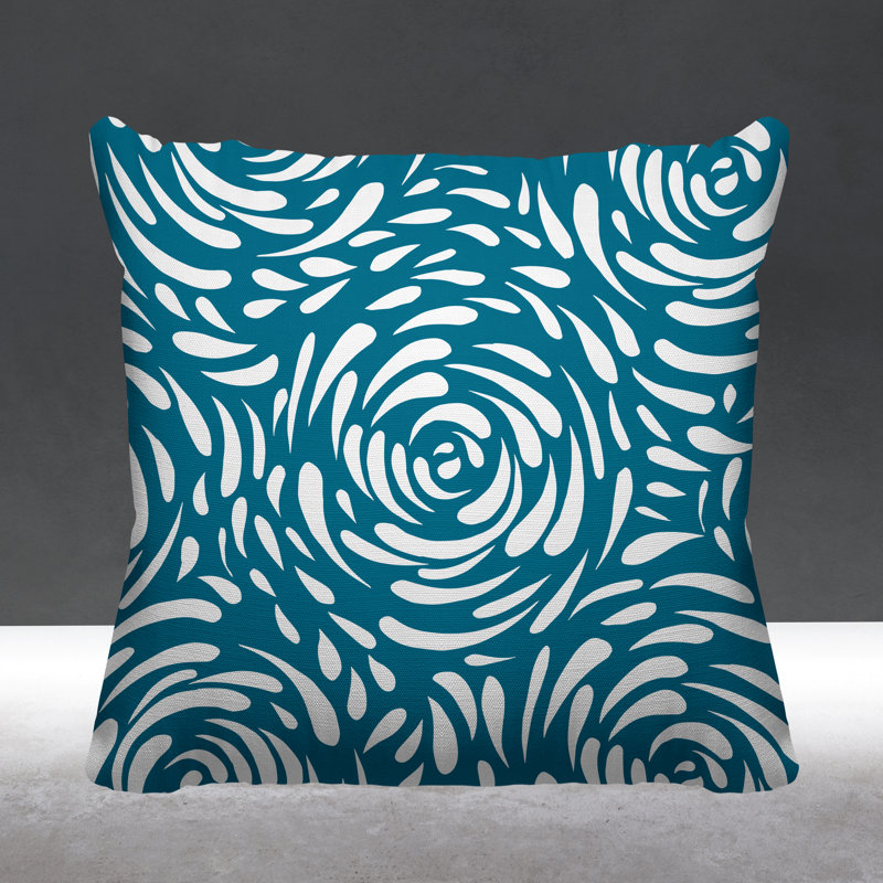 Coussin décoratif intérieur / extérieur Carvell, L 17 po x H 17 po, Turquoise