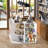 L-shaped Reception Desk With Counter, Glass Retail Counter Desk Display Case, 2 Drawers