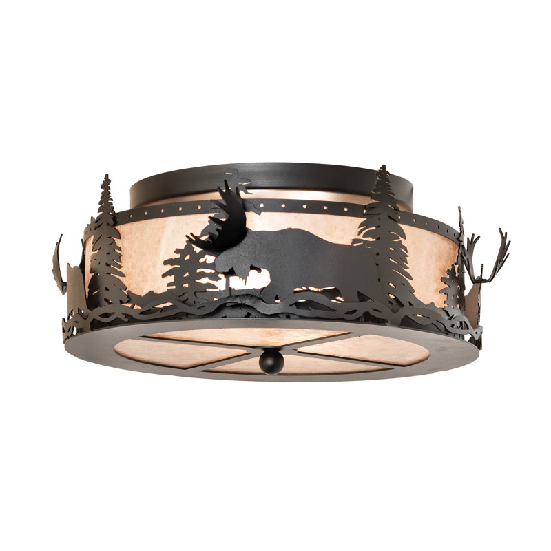2 - Light Flush Mount, Textured Black