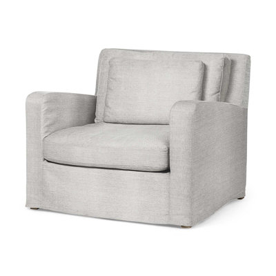 Chaise avec accoudoirs en lin 38 po gris clair et brun