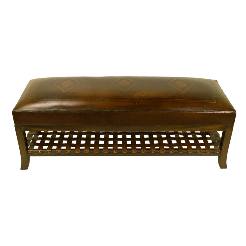 Banc de rangement en cuir véritable, Rustic