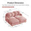 Canapé Comfy en chenille, canapé 4 places profond avec 4 coussins décoratifs, repose-pieds mobile, structure en bois massif pour le salon, la chambre à coucher, rose-134739745